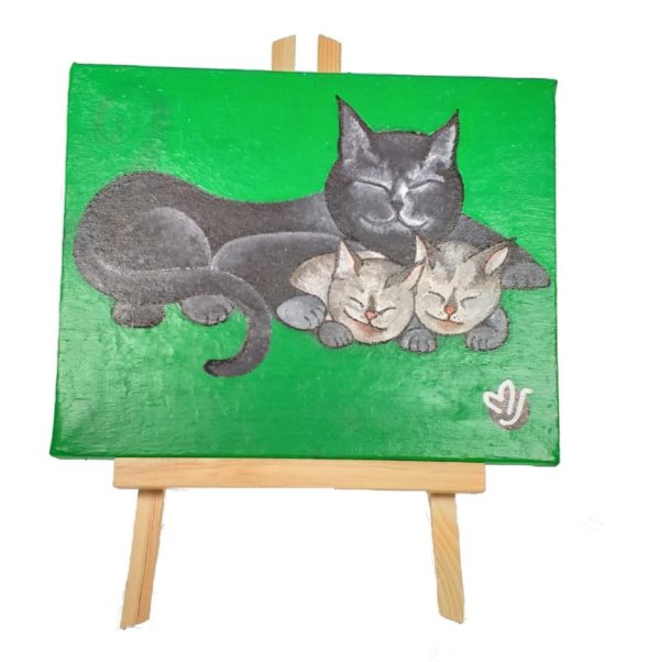 Cuadro con ilustración de gato de la serie Meuwradas